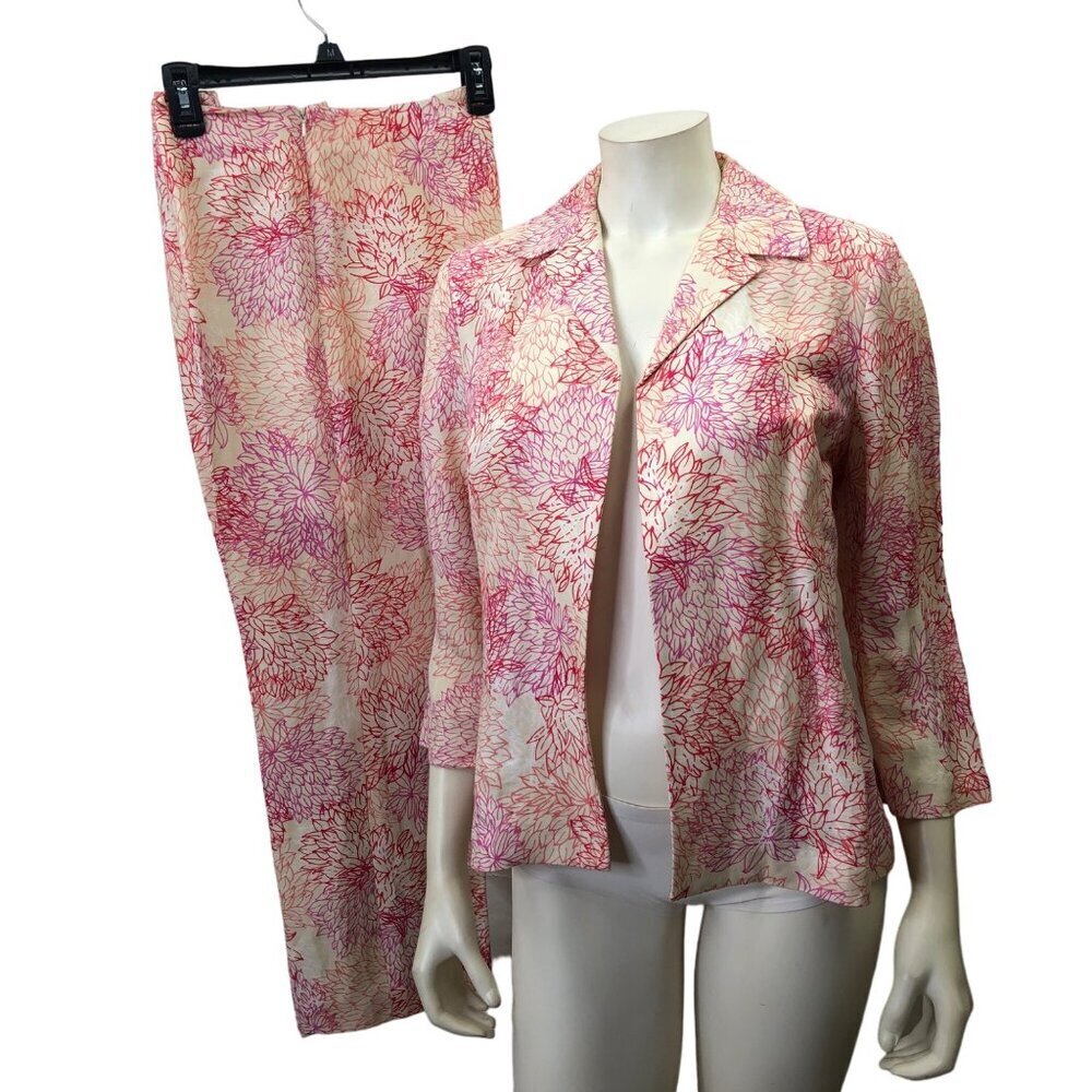 SIGRID OLSEN LINEN BLEND‎ OPEN BLAZER W/MATCHING PANTS SZ SM AND 4